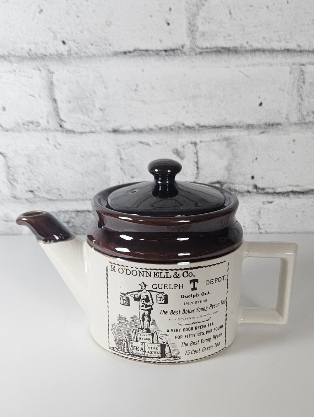 Canadian Heritage E O'Donnell Guelph Tea Depot Ceramic Teapot Reproduction